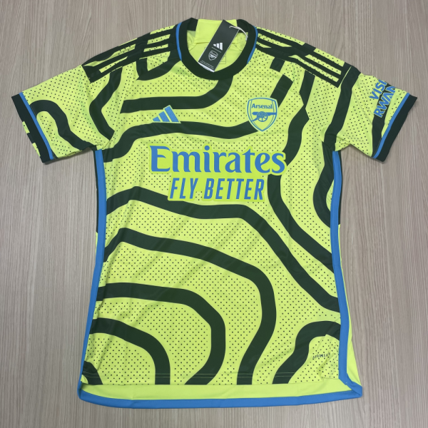 Arsenal Away Kit, Neon yellow with black stripes and blue lining